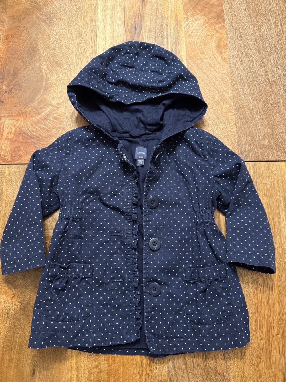 GAP Navy Hooded Polka Dot Raincoat
